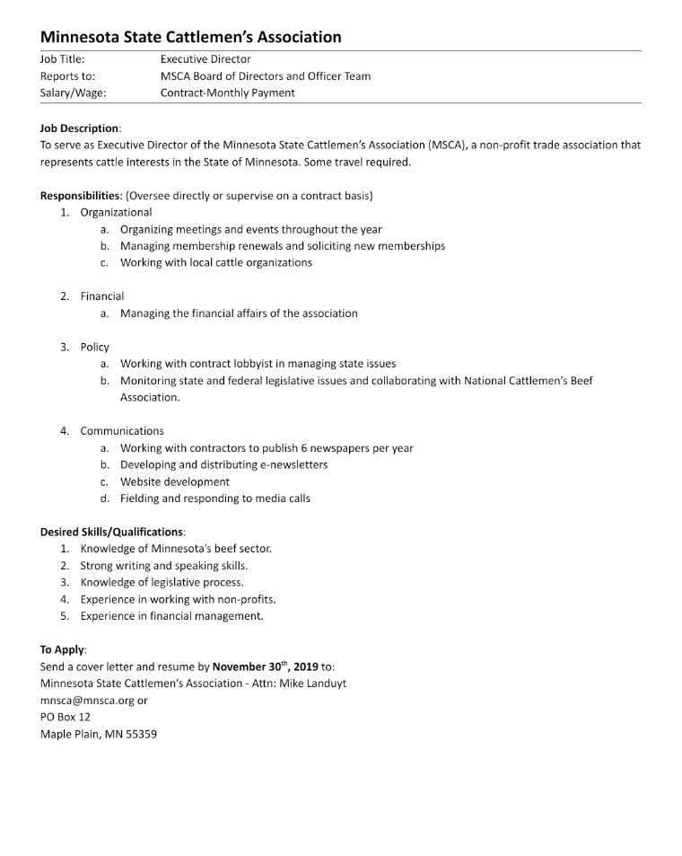 job openings cover letter for executive director